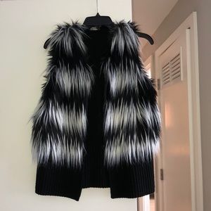 Vince Camuto furry black and white vest